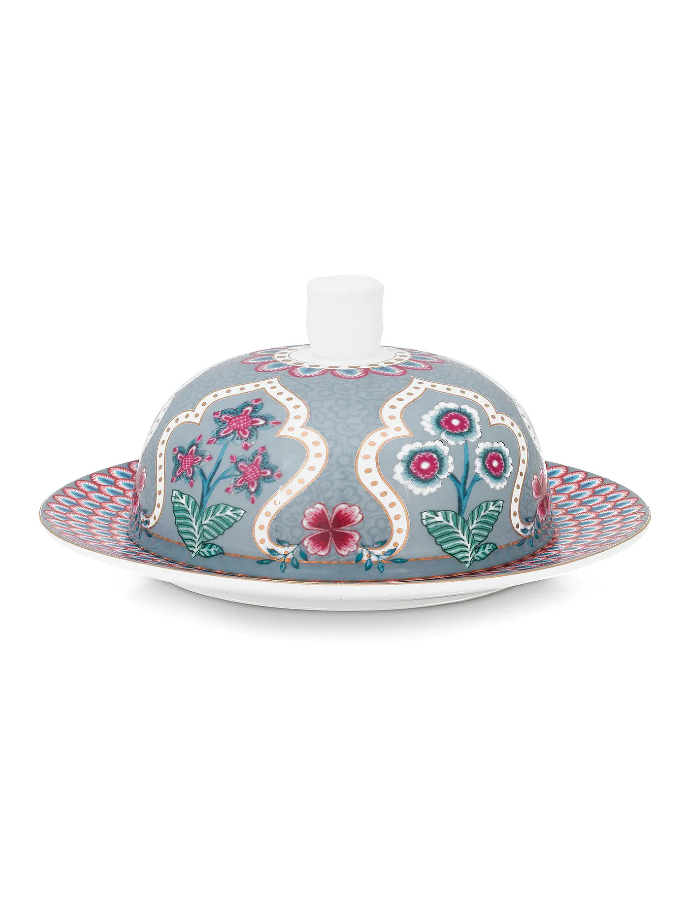PIP STUDIO | Butterdose rund 17x8cm FLOWER FESTIVAL Light Blue | 